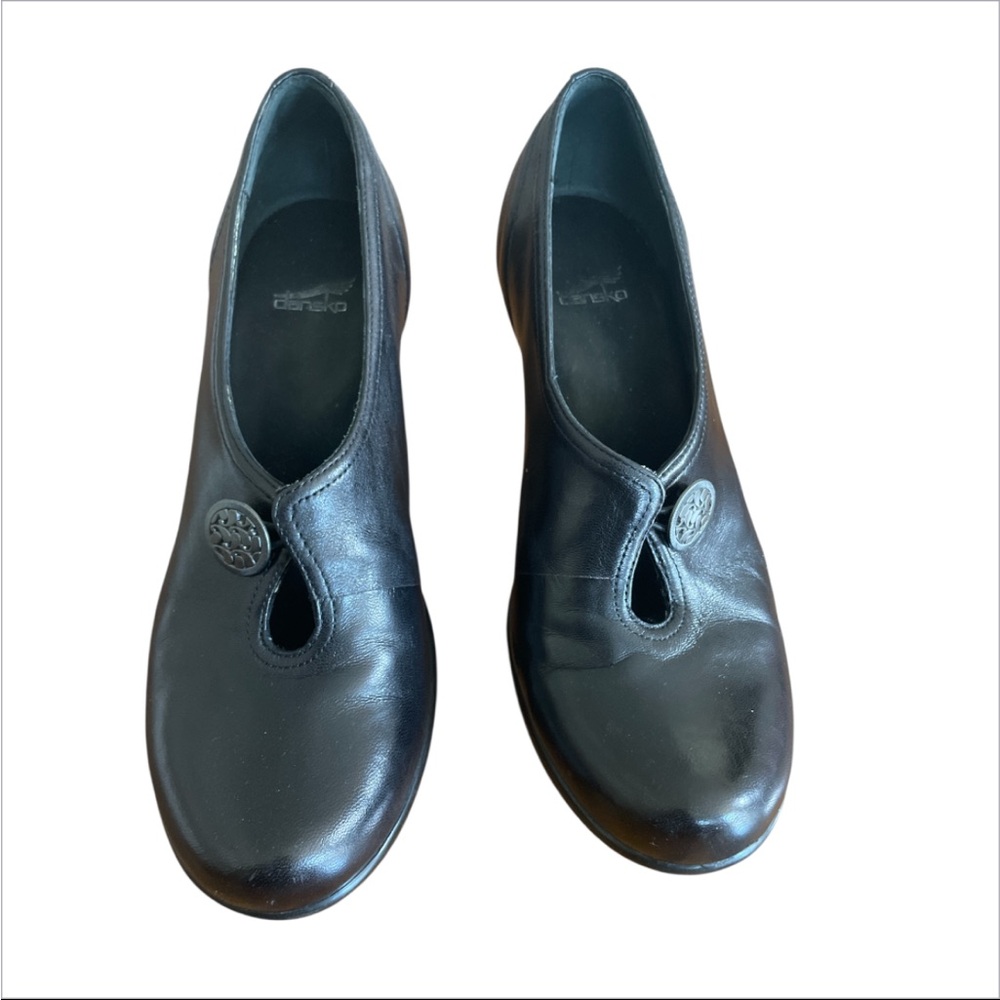 Dansko Laurel Womens 38 Black Leather Mary Jane Block Heel Pumps Comfort Shoes